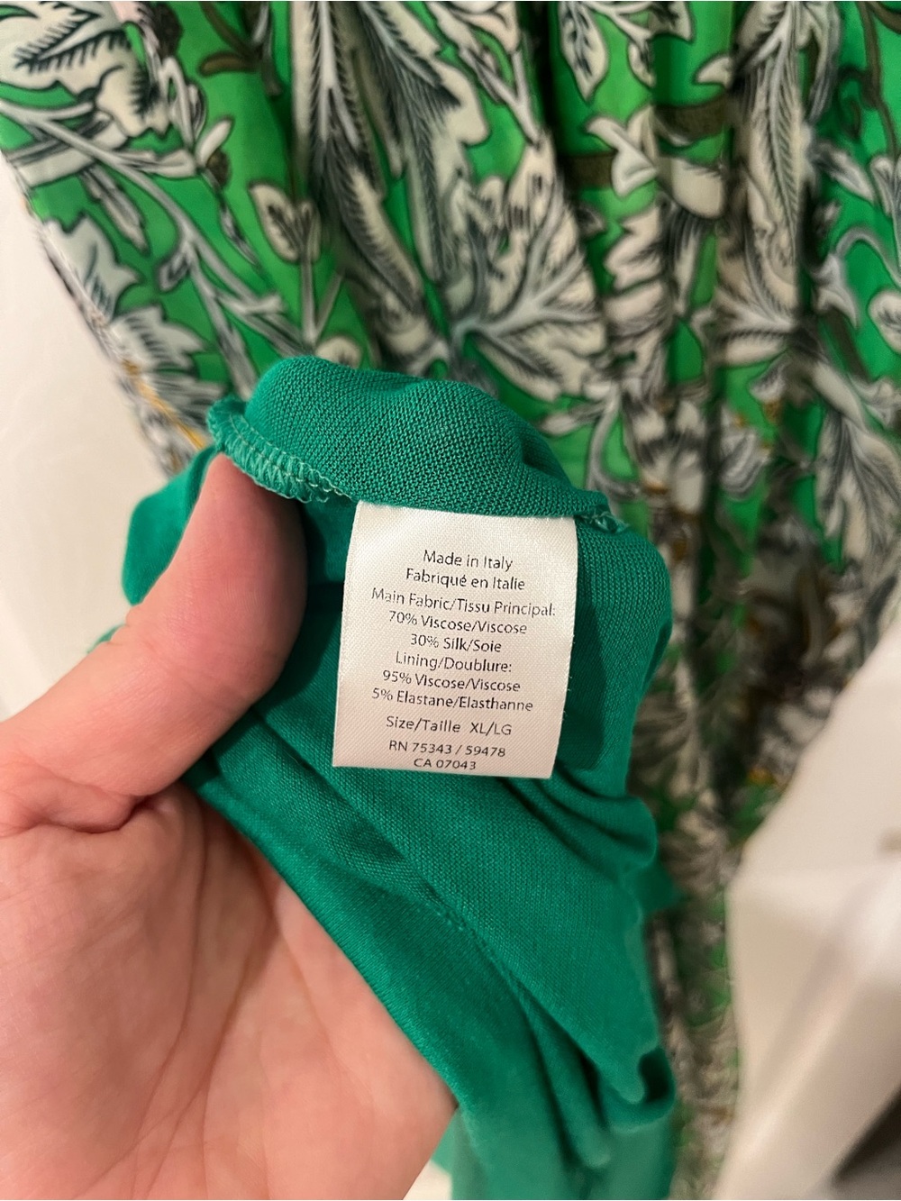 Le Ragarre made in Italy Green Floral V-Neck Midi Dress - Picture 4 of 4
